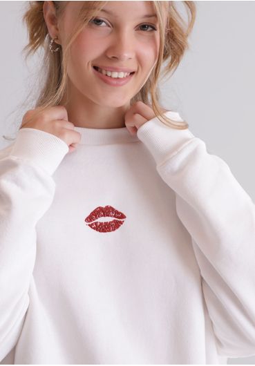 Moletom oversized estampado boca