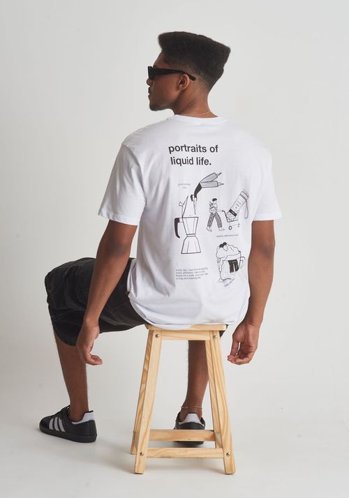 Camiseta de algodão estampa liquid life