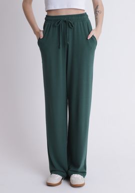 Calça wide leg em malha verde eucalipto