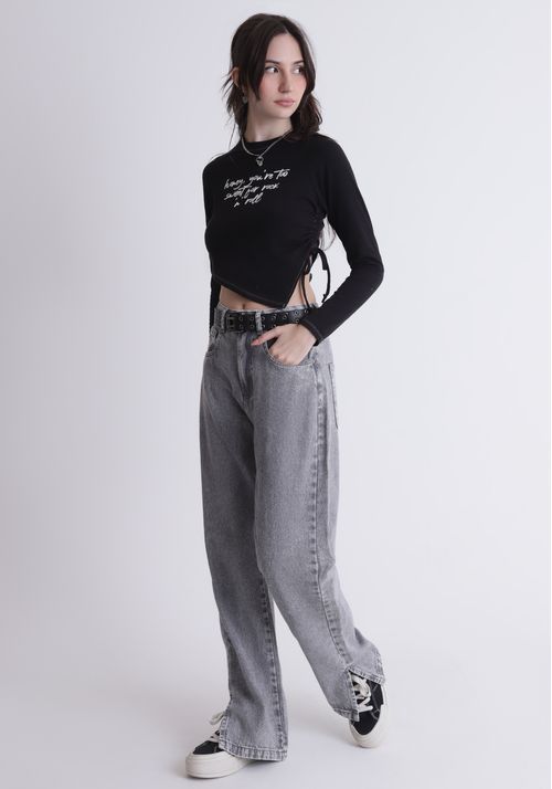 Blusa manga raglan assimétrica