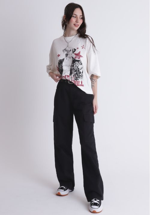 Camiseta box em algodão estampa Bark'n Roll