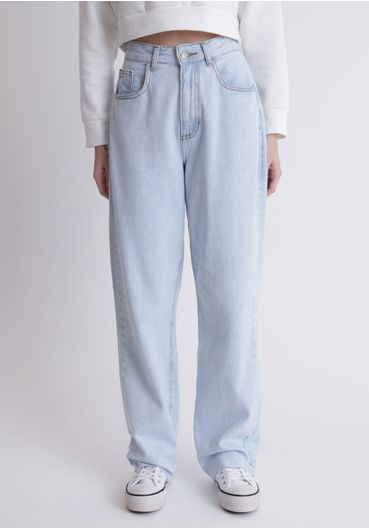 Calça jeans blue claro reta cintura alta