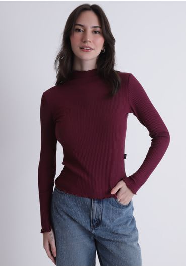 Blusa canelada manga longa