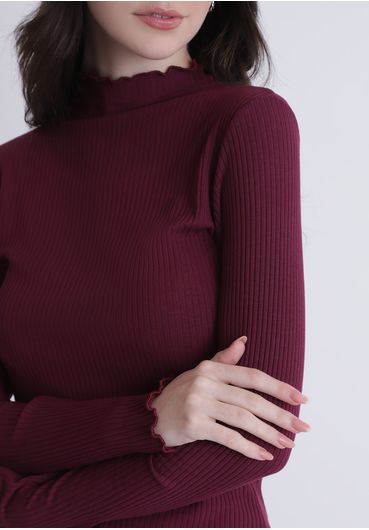 Blusa canelada manga longa