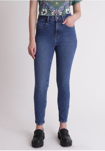 Calça jeans skinny cintura alta