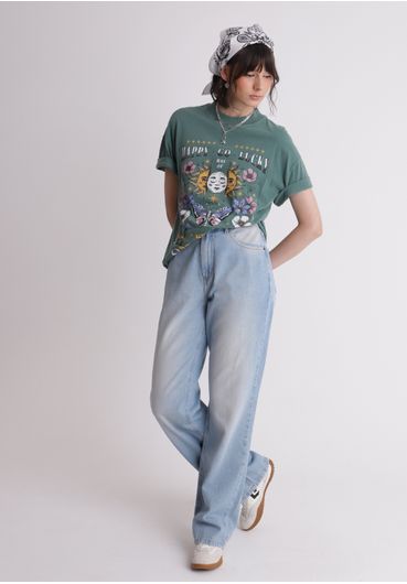 Calça jeans reta clara