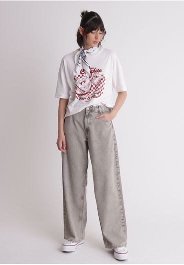 Calça jeans baggy cintura média
