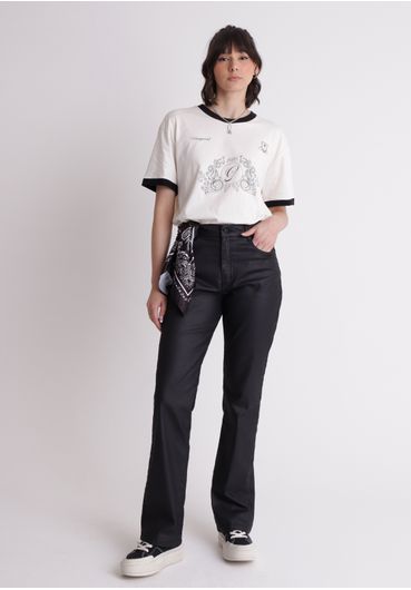Calça de Sarja Reta Resinada