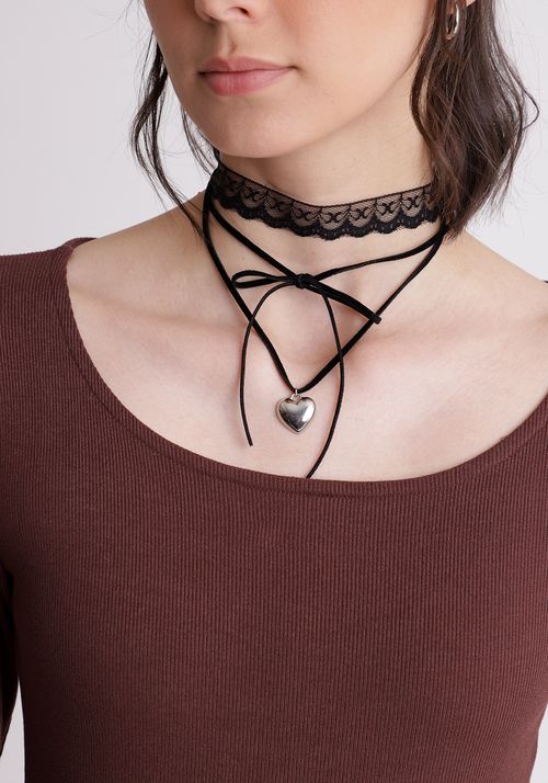 Conjunto colares renda