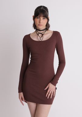 Vestido em ribana  decote quadrado
