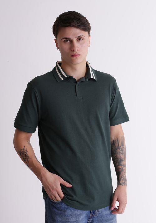 Camiseta polo piquet verde listra