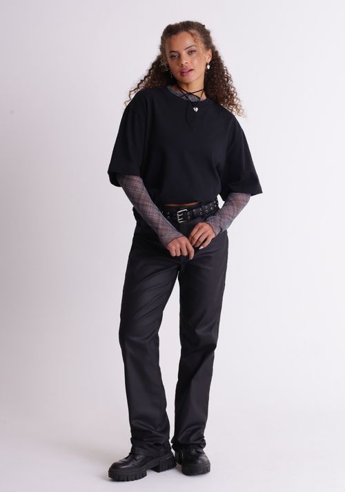 Blusa em tule manga longa xadrez