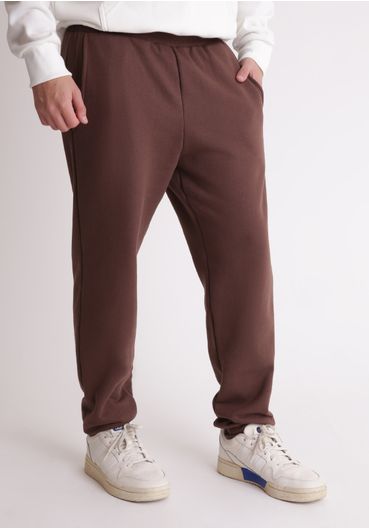Calça Moletom Básico com Punho Marrom