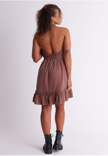 Vestido frente única com babados