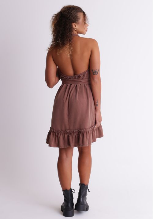 Vestido frente única com babados