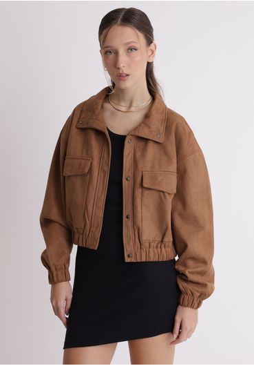 Jaqueta bomber de camurça
