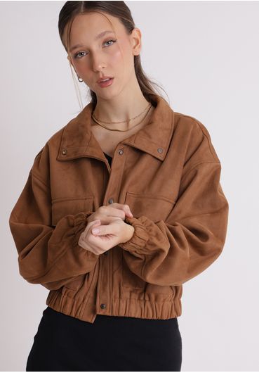 Jaqueta bomber de camurça