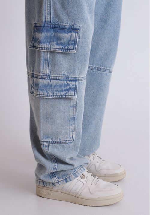 Calça jeans baggy cargo