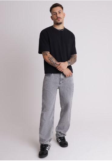 Calça jeans reta cinza
