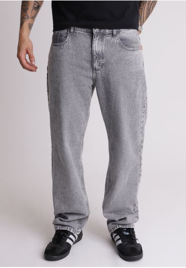 Calça jeans reta cinza