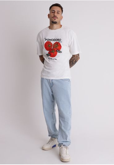 Calça jeans loose marmorizada