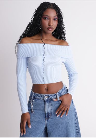 Blusa manga longa ombro a ombro