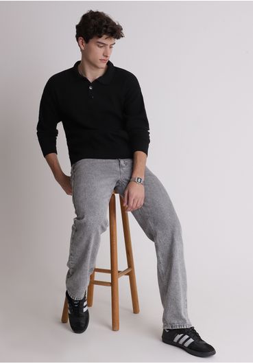Blusão tricot com gola