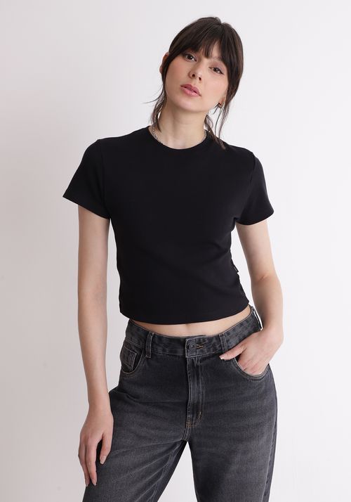 Blusa básica baby look Preta