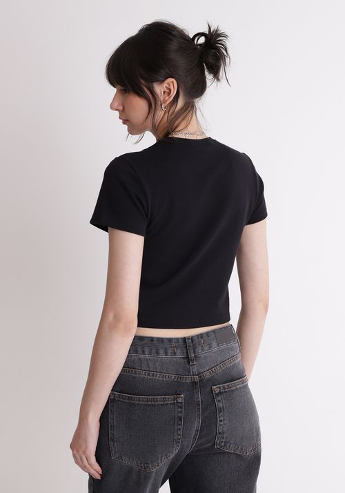 Blusa básica baby look Preta