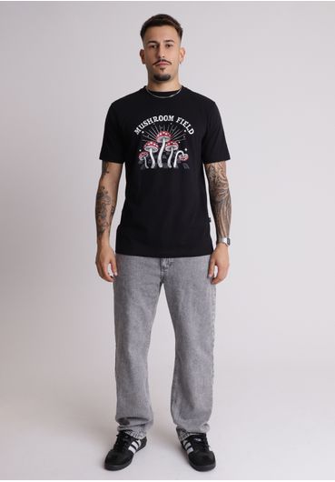 Camiseta em algodão estampa mushroom field