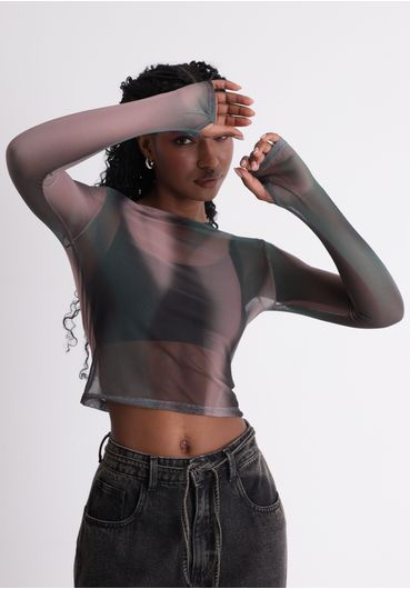Blusa de tule estampada