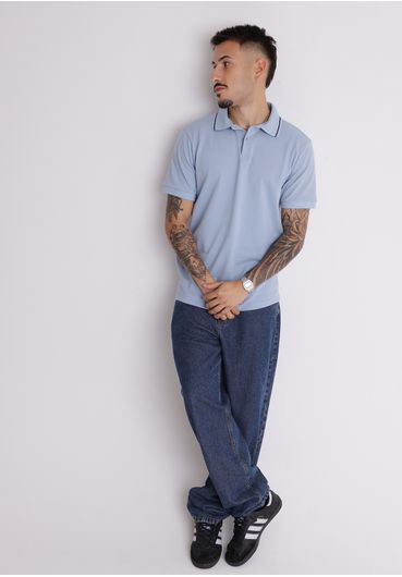 Camiseta polo com detalhes azul marinho