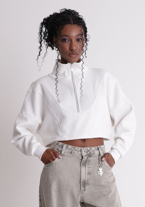 Moletom cropped com zíper