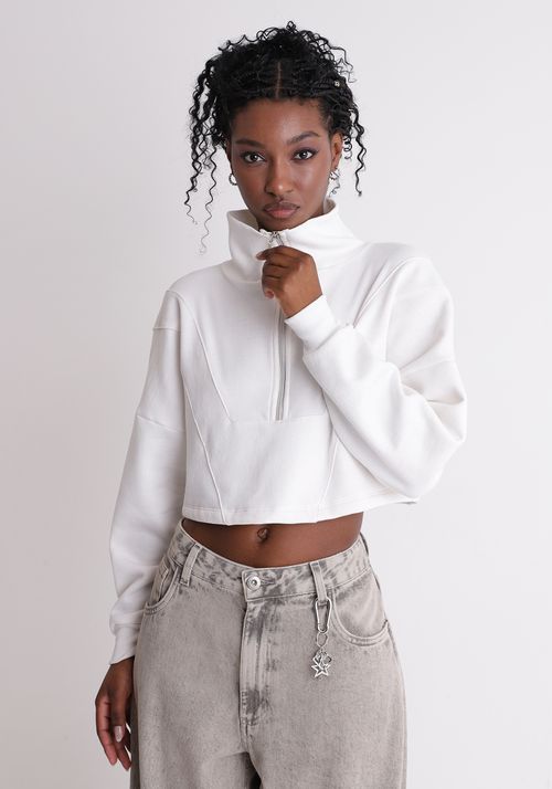 Moletom cropped com zíper