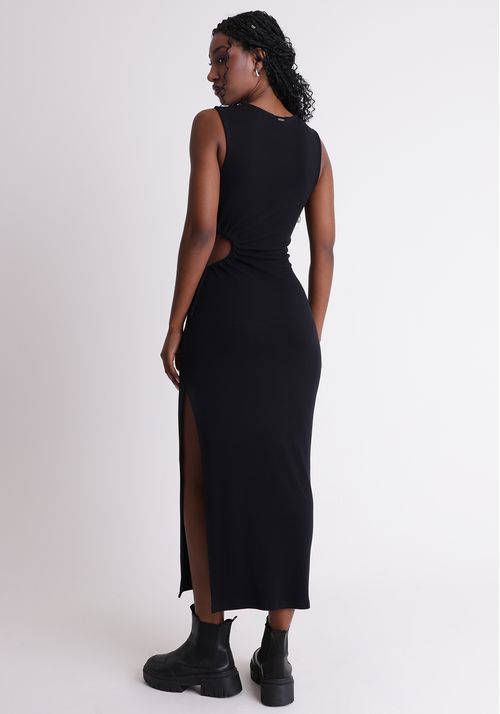 Vestido midi cut out na lateral