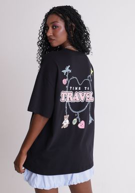 Camiseta oversized estampa time to travel