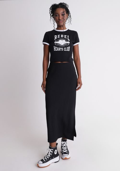 Camiseta baby look estampa rebel