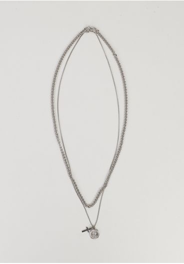 Conjunto colares medalha e cruz