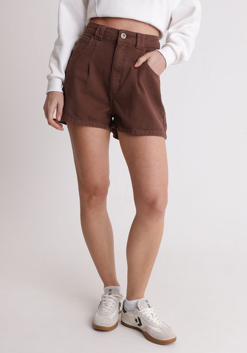 Short de sarja cintura alta