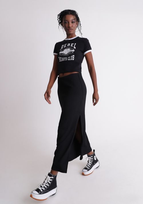 Saia midi texturizada