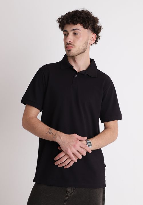 Camiseta polo piquet preta