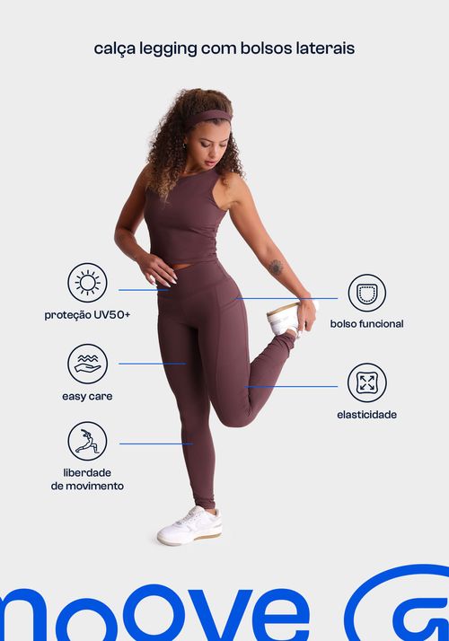 Calça legging com bolsos laterais