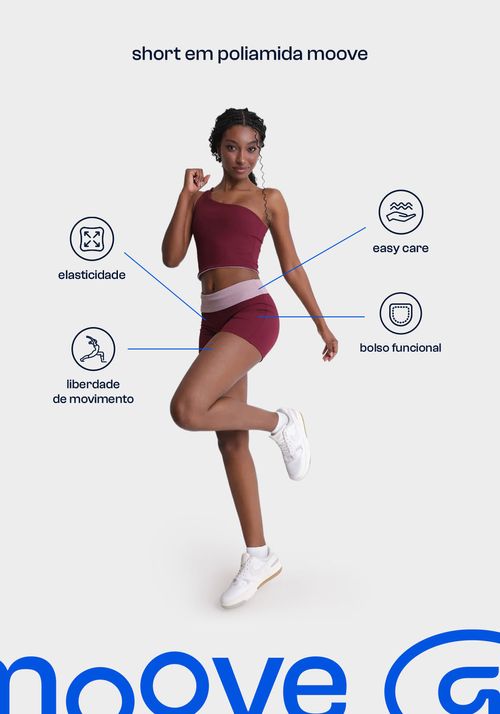Short em poliamida moove com bolso embutido