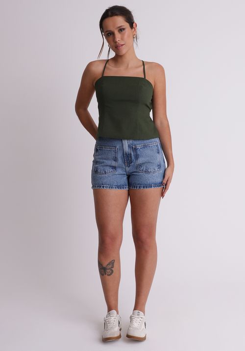 Short jeans bolso frontal