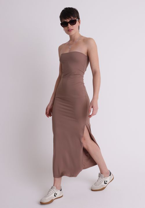 Vestido midi sem alças