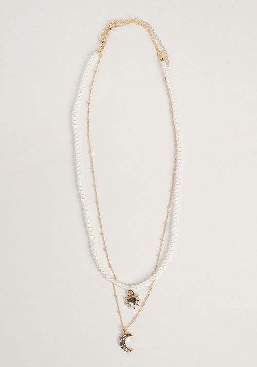 Kit colares pingentes sol e lua