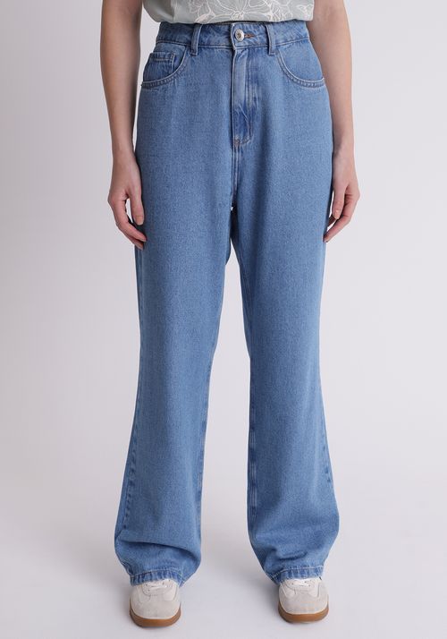Calça jeans reta cintura alta