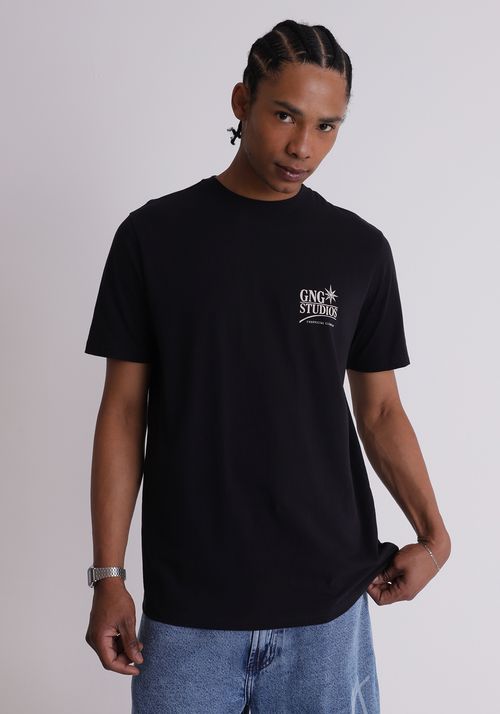 Camiseta em algodão estampa gang