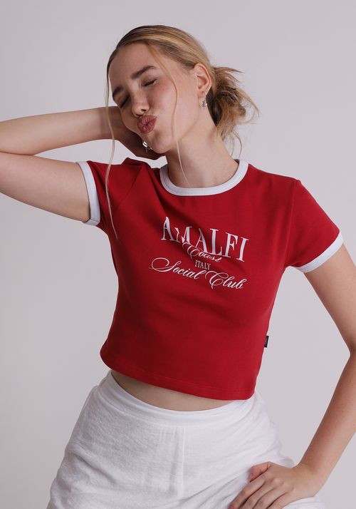 Camiseta baby look estampa amalfi