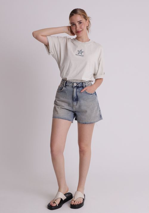 Short jeans com chaton